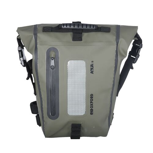 Oxford Aqua T8 Water Proof Motorcycle Roll Tail Pack Black Khaki