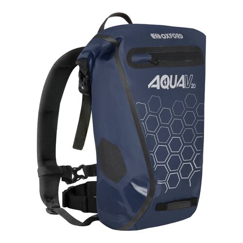 Oxford Aqua V20 Roll Top Water Proof Motorcycle BackPack Navy