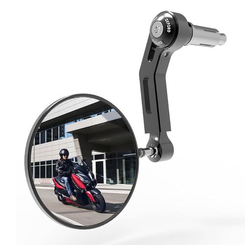 Oxford Premium Universal Bar End Motorcycle Mirror Left Black Fits 22mm HBars