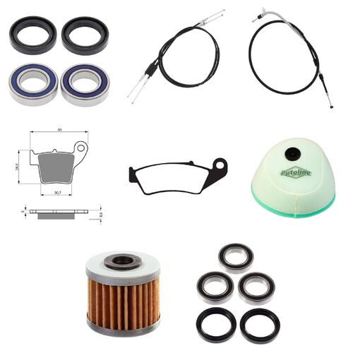 Honda CRF250R 2010-2013 Whites BeaRings Cables Filters Brake Pads Service Kit