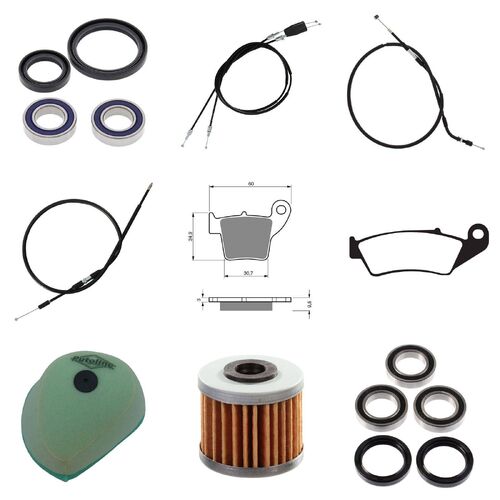 Honda CRF250X 2004-2006 Whites BeaRings Cables Filters Brake Pads Service Kit