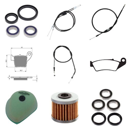 Honda CRF250X 2011-2017 Whites BeaRings Cables Filters Brake Pads Service Kit