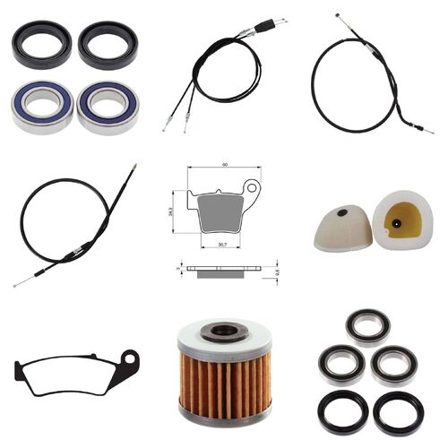 Honda CRF450R 2002 Whites BeaRings Cables Filters Brake Pads Service Kit