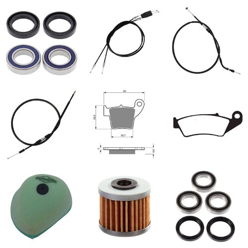 Honda CRF450R 2003-2004 Whites BeaRings Cables Filters Brake Pads Service Kit