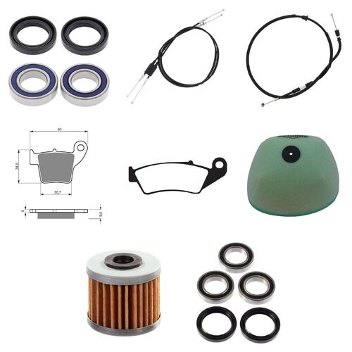 Honda CRF450R 2015-2016 Whites BeaRings Cables Filters Brake Pads Service Kit