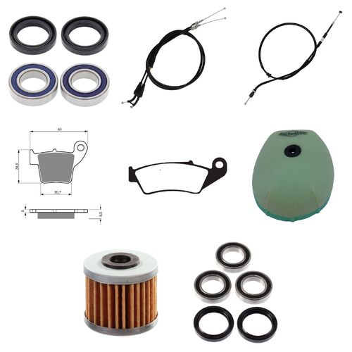 Honda CRF450R 2017 Whites BeaRings Cables Filters Brake Pads Service Kit