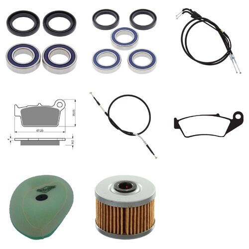 Kawasaki KX450F 2013-2015 Whites BeaRings Cables Filters Brake Pads Service Kit