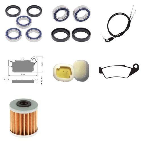 Kawasaki KX450F 2019-2020 Whites BeaRings Cables Filters Brake Pads Service Kit