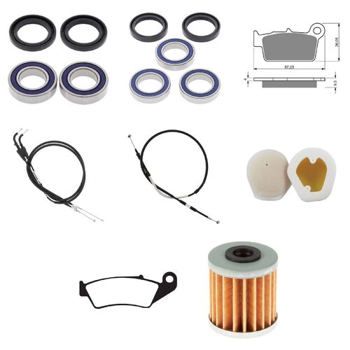 For Suzuki RM-Z250 2005-2006 Whites BeaRings Cables Filters Brake Pads Service Kit