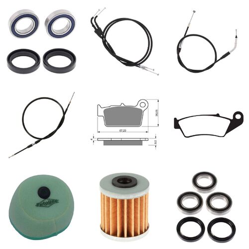 For Suzuki RM-Z250 2007 Whites BeaRings Cables Filters Brake Pads Service Kit