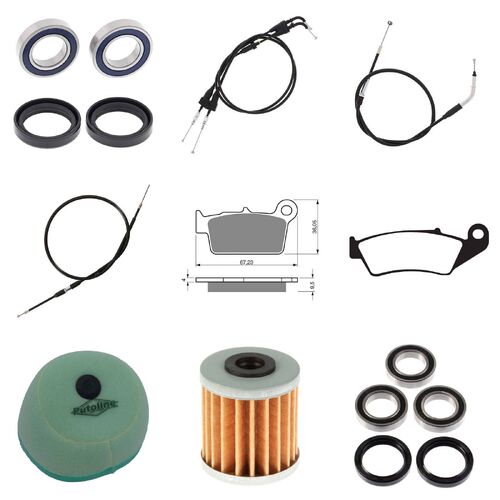 For Suzuki RM-Z250 2008-2009 Whites BeaRings Cables Filters Brake Pads Service Kit