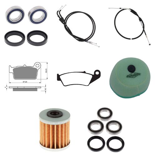 For Suzuki RM-Z450 2005 Whites BeaRings Cables Filters Brake Pads Service Kit