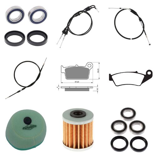 For Suzuki RM-Z450 2008-2009 Whites BeaRings Cables Filters Brake Pads Service Kit