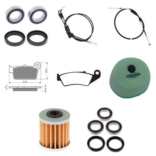 For Suzuki RM-Z450 2017 Whites BeaRings Cables Filters Brake Pads Service Kit