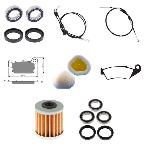 For Suzuki RM-Z450 2018 Whites BeaRings Cables Filters Brake Pads Service Kit