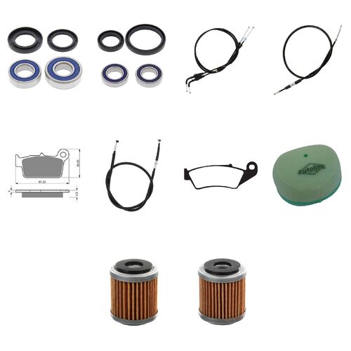 Yamaha WR250F 2009-2014 Whites BeaRings Cables Filters Brake Pads Service Kit