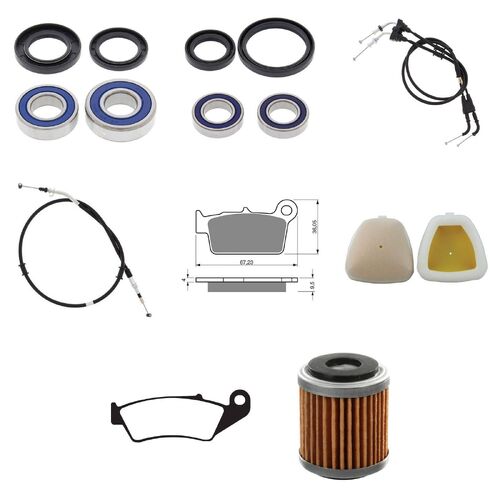Yamaha WR250F 2015-2019 Whites BeaRings Cables Filters Brake Pads Service Kit