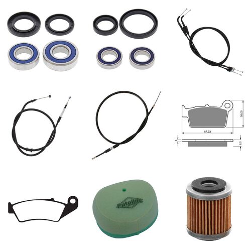 Yamaha WR450F 2003-2005 Whites BeaRings Cables Filters Brake Pads Service Kit
