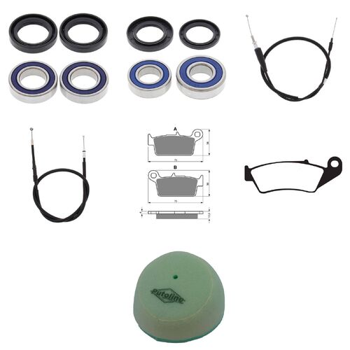 Yamaha YZ250 2000-2001 Whites BeaRings Cables Filters Brake Pads Service Kit