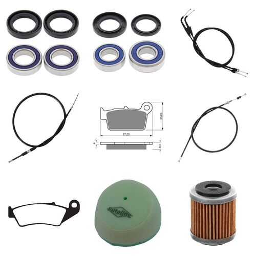 Yamaha YZ450F 2004-2005 Whites BeaRings Cables Filters Brake Pads Service Kit