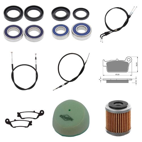 Yamaha YZ250F 2007-2008 Whites BeaRings Cables Filters Brake Pads Service Kit