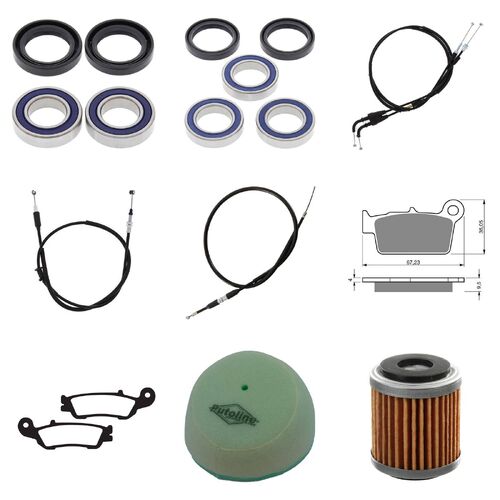 Yamaha YZ250F 2009 Whites BeaRings Cables Filters Brake Pads Service Kit