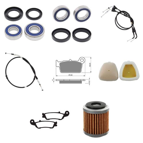 Yamaha YZ250FX 2015-2017 Whites BeaRings Cables Filters Brake Pads Service Kit