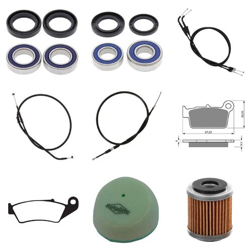 Yamaha YZ450F 2003 Whites BeaRings Cables Filters Brake Pads Service Kit
