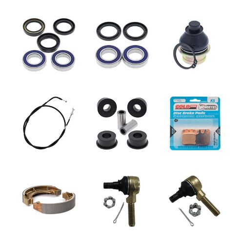 For Suzuki LTA400F Eiger 4WD 2005-2007 Whites BeaRings Cables Brake Pads ATV Service Kit