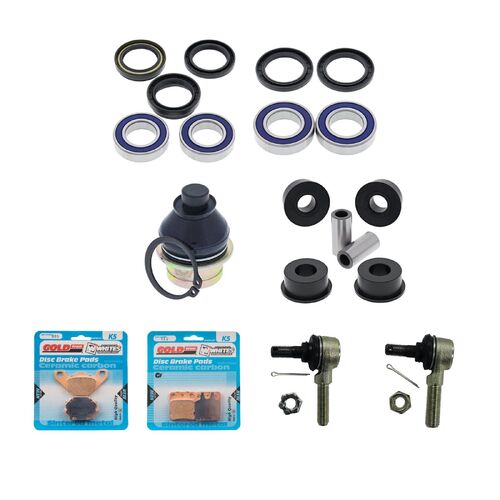 For Suzuki LTA500F Vinson 4WD 2002-2003 Whites BeaRings Cables Brake Pads ATV Service Kit