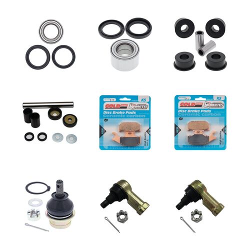 For Suzuki LTA500X KingQuad 4WD 2016-2022 Whites BeaRings Cables Brake Pads ATV Service Kit