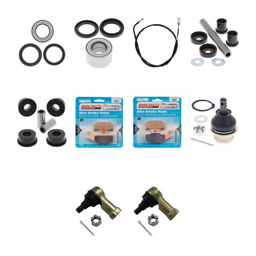 For Suzuki LTA450X KingQuad 4WD 2007 Whites BeaRings Cables Brake Pads ATV Service Kit