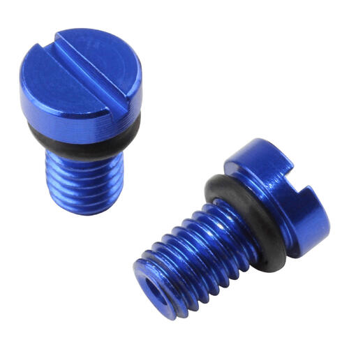 Kawasaki KX85 Big Wheel 2001-2026 Zeta Front Fork Air Valve Cap Screws for KYB/Showa 2 Pack Blue