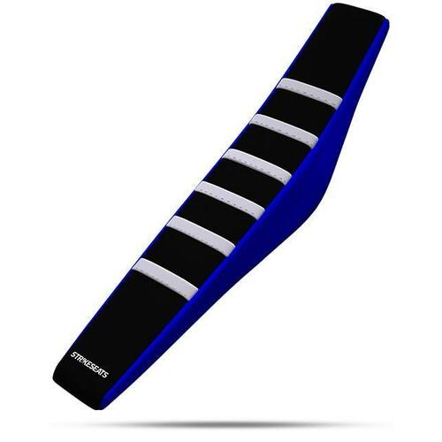 Yamaha YZ65 2018 Strike Gripper Ribbed Seat Cover White-Black-Blue