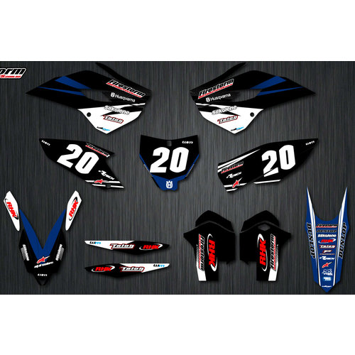 CUSTOM HUSQVARNA TEAM GRAPHICS KIT WITH NUMBER PLATE BACKGROUNDS